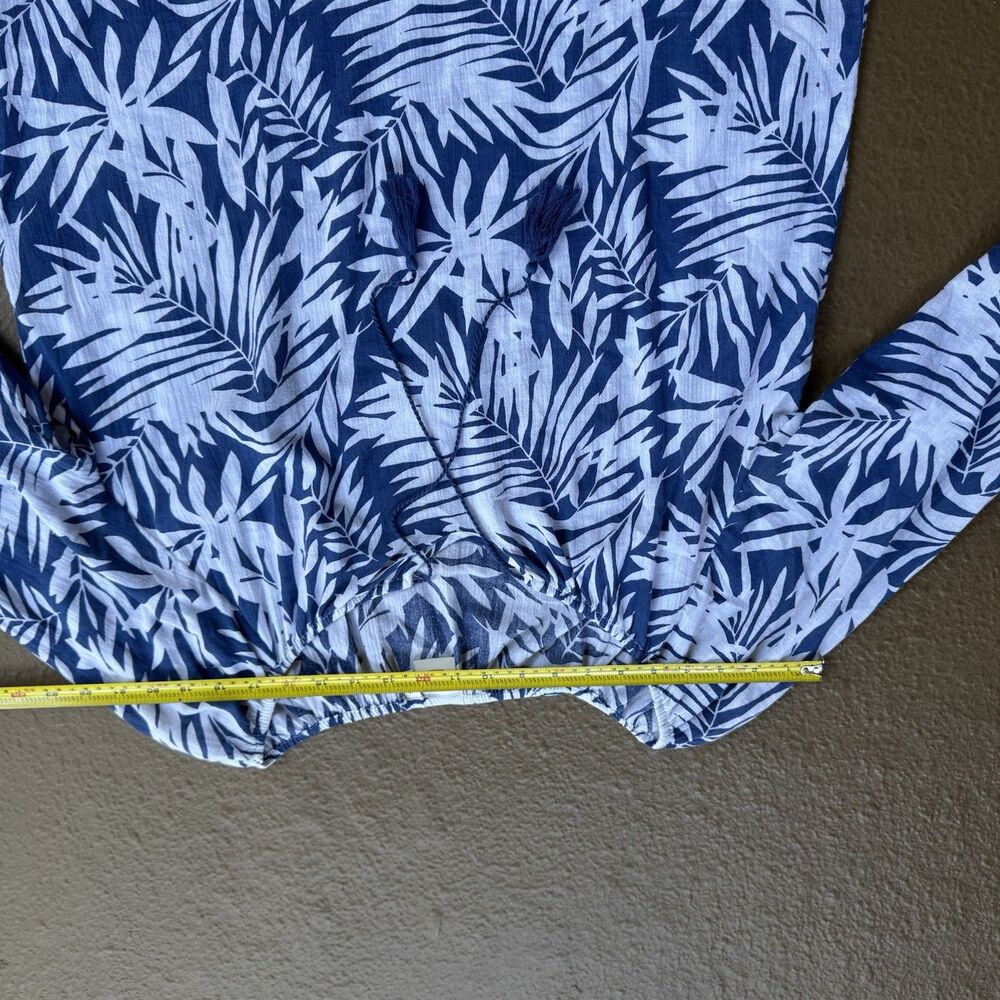 Rafaella Weekend  Blue Blouse Women's Size Large Floral Embroidered - Picture 13 of 16